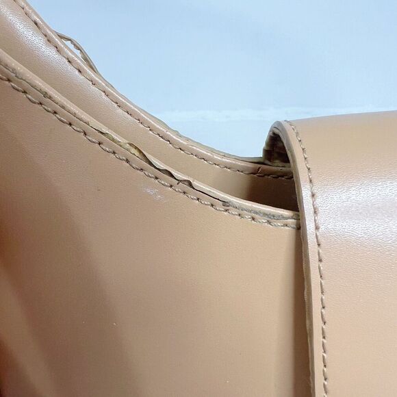 Kenneth Cole Reaction Tan Leather Structured Shoulder Bag Purse - Picture 10 of 11